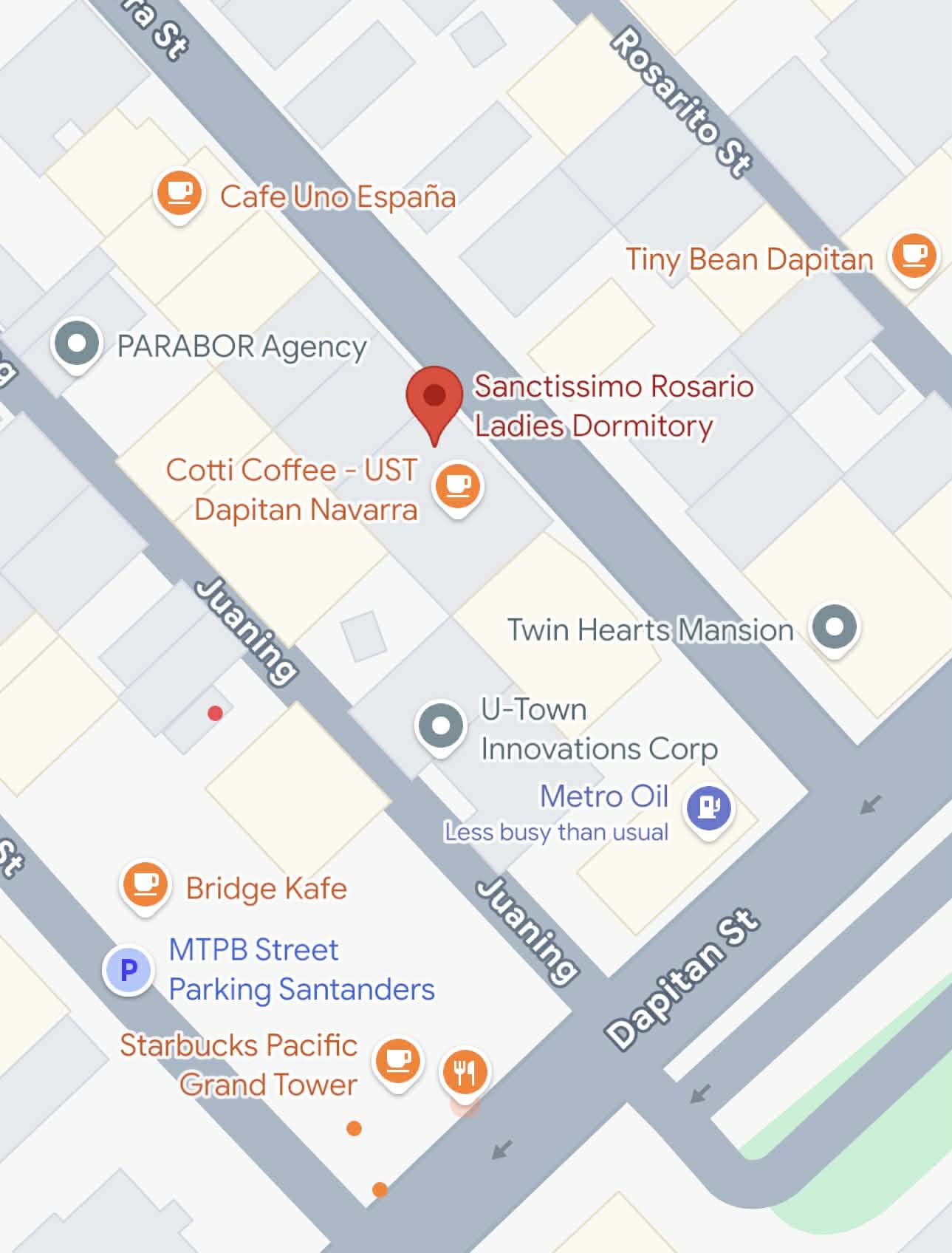 Map to Sanctissimo Rosario Ladies Dormitory